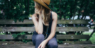 Girl on park bench